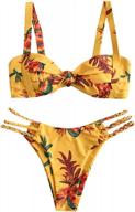 stylish floral two-piece swimsuit with wide strap braided top and tie knot bottom by zaful logo