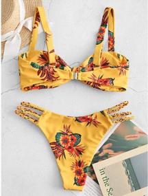 img 2 attached to Stylish Floral Two-Piece Swimsuit With Wide Strap Braided Top And Tie Knot Bottom By ZAFUL