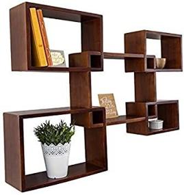 img 2 attached to Modern Wall Mounted Square Shaped Floating Shelves – Set Of 5 Square Shelves For Bathroom, Bedroom, Living Room & More - Screws And Anchors Included – Rustic Wall Décor Display For Home - Brown