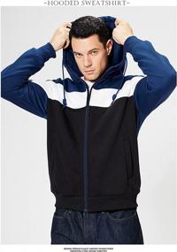 img 3 attached to Color Block Hooded Sweatshirt With Zip Front For Men By DUOFIER