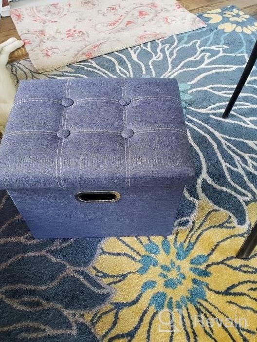 img 1 attached to Storage Ottoman Footstool: Black Faux Leather 1-Pack With Lid For Living Room, Bedroom Or Dorm - 17X13X13 Inches review by Derek Dolla