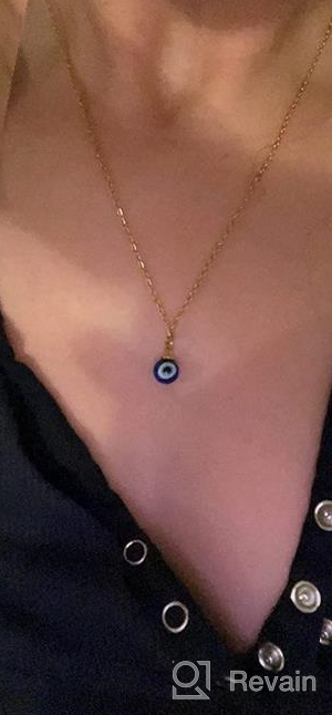 img 1 attached to PPJew Evil Eye Necklace Chain - Blue Eyes Amulet Pendant Necklace, Ojo Turco Kabbalah Protection - Adjustable Delicate Jewelry Gift for Women and Girls (Silver/Gold) review by Melissa Jones