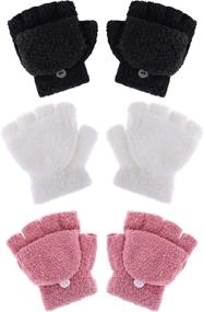 img 4 attached to Gloves Fingers Knitted Mitten Winter Girls' Accessories : Cold Weather