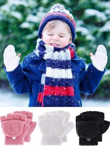 img 3 attached to Gloves Fingers Knitted Mitten Winter Girls' Accessories : Cold Weather