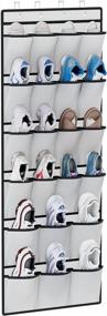 img 4 attached to YOUDENOVA Over The Door Hanging Shoe Organizer - 22 Extra Large Fabric Pockets For Sneakers, High Heels, Slippers Behind Closet Door With 4 Metal Hooks | Shoe Storage Racks & Holders