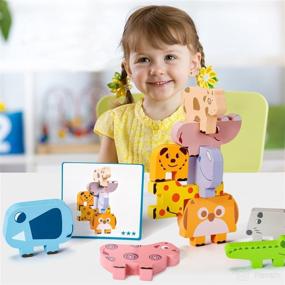 img 2 attached to 🐻 Montessori Wooden Stacking Blocks - 10pcs Animals: Fun Balance Games for Toddlers, Boys, Girls - Boost Fine Motor Skills & Educational Development