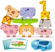 🐻 montessori wooden stacking blocks - 10pcs animals: fun balance games for toddlers, boys, girls - boost fine motor skills & educational development logo