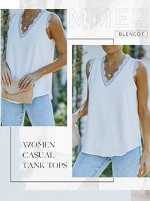 img 3 attached to Stylish Women'S Lace Trim Sleeveless Blouse Vest With V-Neck By BLENCOT