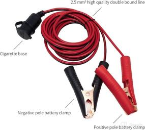 img 3 attached to 🔌 DEDC 2-Pack 12V Car Power Cord: Male to Male with LED Indicator & Female Cigarette Lighter Socket to Battery Alligator Clips Set