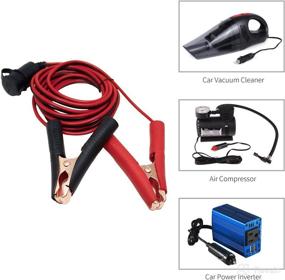 img 1 attached to 🔌 DEDC 2-Pack 12V Car Power Cord: Male to Male with LED Indicator & Female Cigarette Lighter Socket to Battery Alligator Clips Set