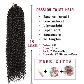 img 3 attached to 18 Inch Water Wave Passion Twist Crochet Hair For Women, Long Bohemian Synthetic Curly Braiding Hair Extensions (7Pcs, #4)