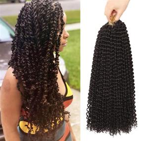 img 4 attached to 18 Inch Water Wave Passion Twist Crochet Hair For Women, Long Bohemian Synthetic Curly Braiding Hair Extensions (7Pcs, #4)
