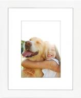 white composite wood picture frame - displays 5x7 with mat and 8x10 without mat - shatter resistant glass - horizontal and vertical wall formats - ideal for americanflat 8x10 photos logo