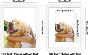 img 3 attached to White Composite Wood Picture Frame - Displays 5X7 With Mat And 8X10 Without Mat - Shatter Resistant Glass - Horizontal And Vertical Wall Formats - Ideal For Americanflat 8X10 Photos