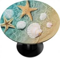protect your table with ocean seashell and starfish design fitted tablecloth - waterproof, elastic edge bands for 36-42 inch home, kitchen and patio dining tables. logo