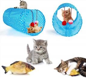 img 3 attached to AILUKI 31 PCS Cat Toys Kitten Toy Assortment Set - 2 Way Tunnel, Feather Teaser, Fish, Mice, Balls And Bells For Cats Puppies & Kitties