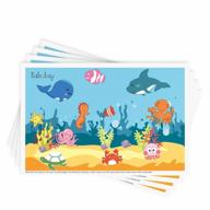 40 pack disposable stick-on placemats for baby & kids - reusable pouch 12" x 18" (blue ocean life) логотип