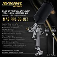 master pro 88 series elite performance hvlp spray gun ultimate kit + 3 fluid tip sets 1.3, 1.4 & 1.8mm + air pressure regulator gauge, mps cup adapter - ideal for automotive basecoats, clearcoats & primers logo