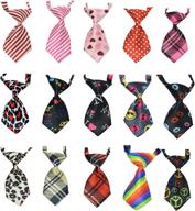 🐶 pack of 15 baby boy pet neckties for cats and dogs - assorted cute styles, adjustable tie collars logo