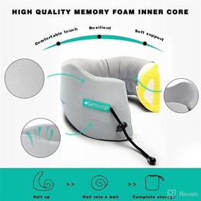 img 1 attached to 🌍 Compressible Adjustable Travel Neck Pillow for Airplanes - Strong Support Lightweight Neck Pillow with Inner High Density & Outer Soft Memory Foam for Comfort - Suitable for Office, Train, Bus, & Home Use (Adult)