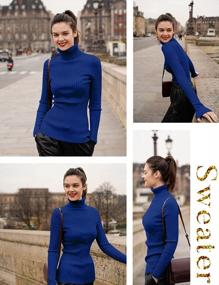 img 1 attached to Women'S V28 Mock Neck Ribbed Sweater - Sexy Knitted Warm Fitted Fashion Pullover