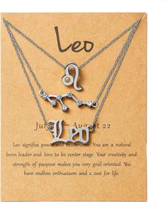 img 4 attached to PANTIDE 3 Piece Layered Necklace Set With Zodiac Sign Constellations, 14K Gold Plated Horoscope Charm Pendants In Old English Lettering, Ideal Jewelry Gift For Women And Girls On Birthdays