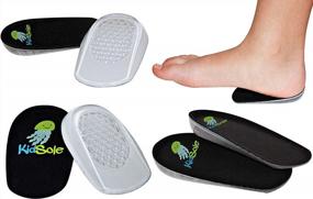img 4 attached to Premium Heel Pads For Kids: Black Jelly With Super Adhesive Gel, US Size 1-6 (2 Pairs)