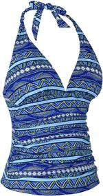 img 3 attached to Hilor Womens Plunging Shirred Tankini Women's Clothing at Swimsuits & Cover Ups