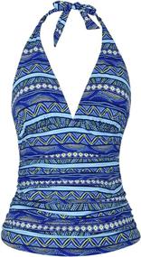 img 4 attached to Hilor Womens Plunging Shirred Tankini Women's Clothing at Swimsuits & Cover Ups