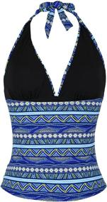 img 2 attached to Hilor Womens Plunging Shirred Tankini Women's Clothing at Swimsuits & Cover Ups