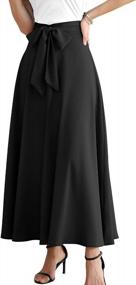 img 4 attached to Stunning High-Waisted Women'S Skirt With Tie-Knot Front And Pleated Swing Design - Perfect For Formal Occasions!