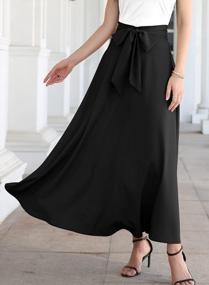 img 1 attached to Stunning High-Waisted Women'S Skirt With Tie-Knot Front And Pleated Swing Design - Perfect For Formal Occasions!
