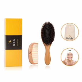 img 3 attached to Revitalize Fine Hair With Belula'S 100% Boar Bristle Brush Set – Includes Wooden Comb, Travel Bag And Spa Headband!
