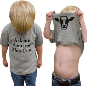img 4 attached to Baby Boy T-Shirt With Funny Moo Cow/T-Rex Print - Toddler Kids Short Sleeve Top For Playtime And Fun Conversations