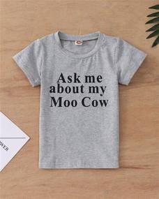 img 3 attached to Baby Boy T-Shirt With Funny Moo Cow/T-Rex Print - Toddler Kids Short Sleeve Top For Playtime And Fun Conversations