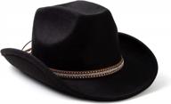 lisianthus wide brim felt cowboy hats with belt for men & women - perfect for outdoor adventure! logo