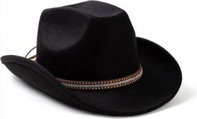 img 4 attached to Lisianthus Wide Brim Felt Cowboy Hats With Belt For Men & Women - Perfect For Outdoor Adventure!