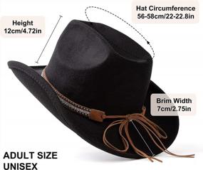 img 3 attached to Lisianthus Wide Brim Felt Cowboy Hats With Belt For Men & Women - Perfect For Outdoor Adventure!