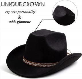 img 2 attached to Lisianthus Wide Brim Felt Cowboy Hats With Belt For Men & Women - Perfect For Outdoor Adventure!