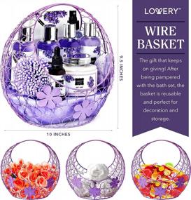 img 1 attached to Luxury Christmas Gift Basket For Women And Men - Hot & Cold Gel Eye Mask, Lavender Lilac Deluxe Home Spa Set With Bath Bombs, Massage Oil, Purple Wired Candy Dish & More!