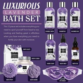 img 3 attached to Luxury Christmas Gift Basket For Women And Men - Hot & Cold Gel Eye Mask, Lavender Lilac Deluxe Home Spa Set With Bath Bombs, Massage Oil, Purple Wired Candy Dish & More!