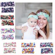 🐇 turban headband with rabbit ears & bowknot, elastic top knotted matching headband for newborn and mom, hair band set in 6 stylish colors logo