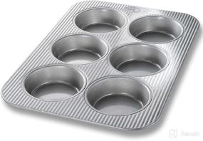 img 4 attached to Mini Round Cake and Cinnamon Roll Pan by USA Pan - 6 Well, Nonstick & Quick Release Coating, Aluminized Steel, Made in The USA - 15-3/4 by 11 Inches