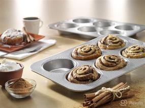 img 3 attached to Mini Round Cake and Cinnamon Roll Pan by USA Pan - 6 Well, Nonstick & Quick Release Coating, Aluminized Steel, Made in The USA - 15-3/4 by 11 Inches