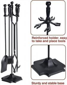 img 2 attached to Полный набор инструментов для камина из 5 предметов с держателем дров и аксессуарами от SYNTRIFIC