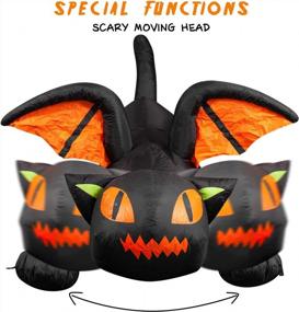 img 2 attached to Хэллоуин Надувной анимированный черный кот с движущимися украшениями на голове - 8 футов в длину от SEASONJOY