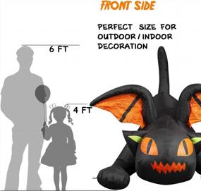 img 1 attached to Хэллоуин Надувной анимированный черный кот с движущимися украшениями на голове - 8 футов в длину от SEASONJOY