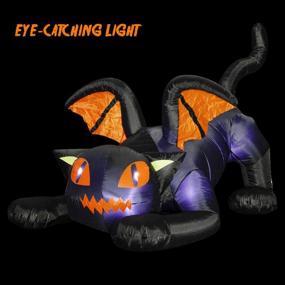 img 3 attached to Halloween Inflatable Animated Black Cat With Moving Head Decorations - 8Ft Long By SEASONJOY