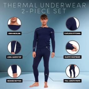 img 1 attached to Men'S Cold-Weather Fleece Base Layer Top & Bottom Thermal Underwear