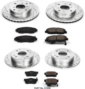 img 2 attached to 💥 Enhanced Performance Brake Kit: Power Stop K1240 Front and Rear Z23 Carbon Fiber Brake Pads with Drilled & Slotted Brake Rotors